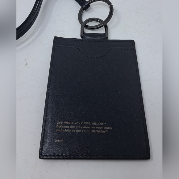 Off-White Virgil Abloh Arrows Lanyard ID Tag Badge Holder Black Green Leather - Picture 4 of 11